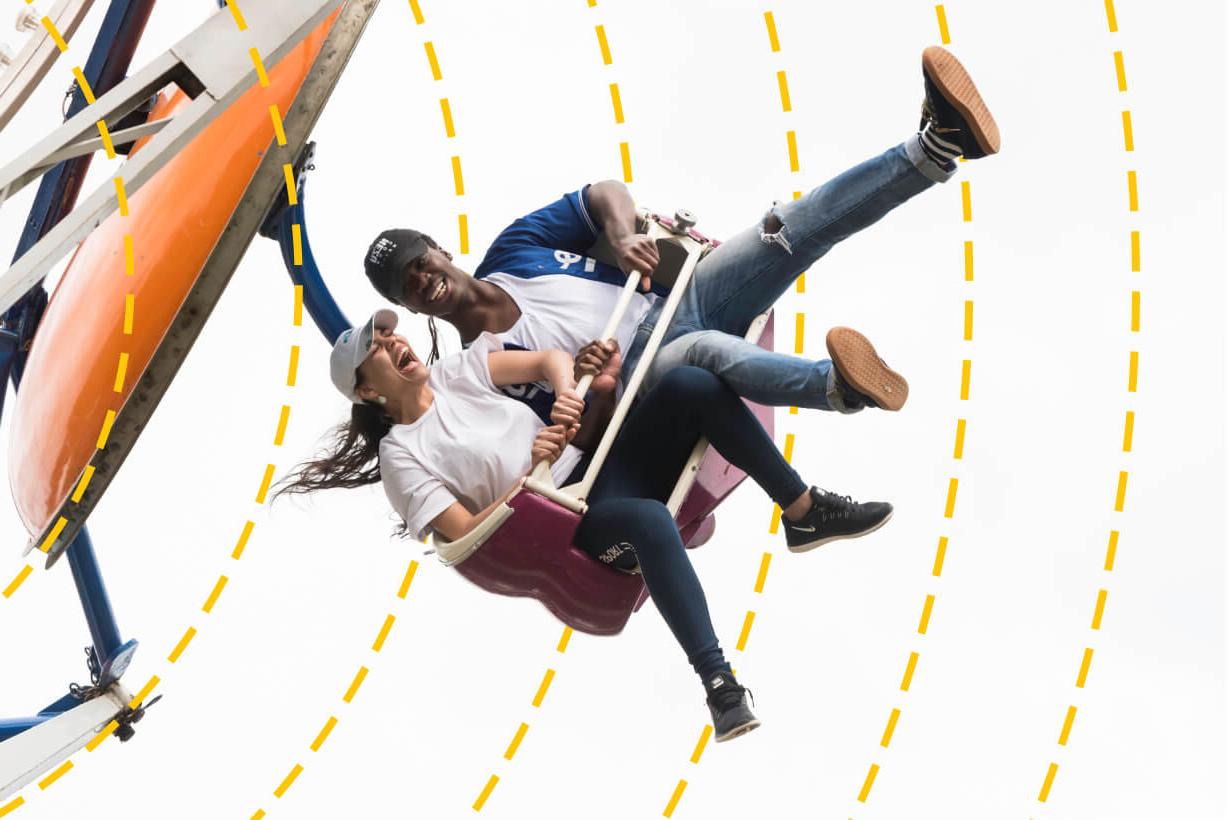 University of Rochester students on a ferris wheel